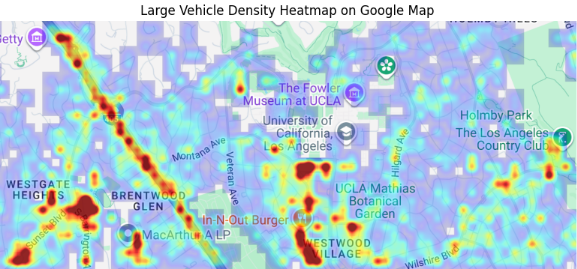 Fig 5b. High-density location of MD/HD vehicles around UCLA campus